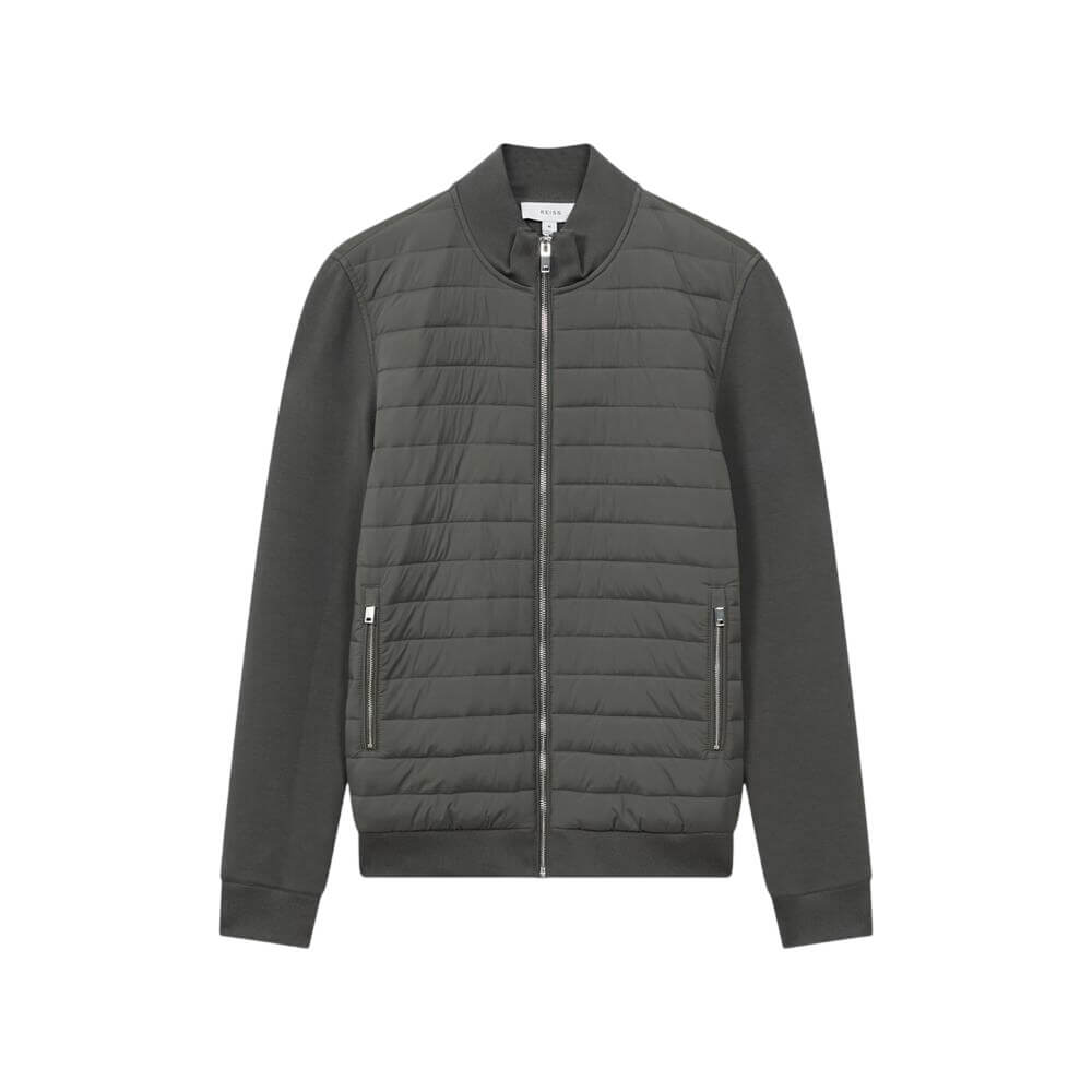 REISS FREDDIE Hybrid Quilt And Knit Zip Through Jacket